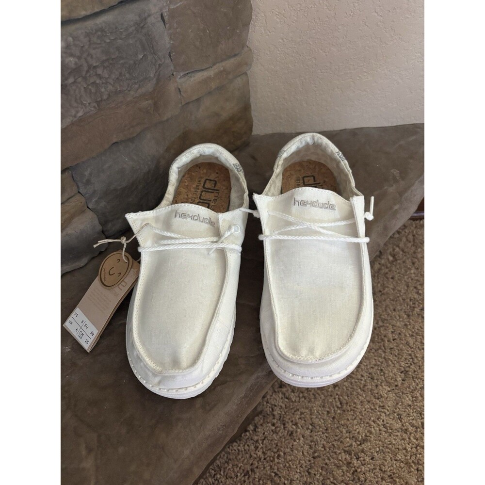 Hey Dude natural Collection Wendy Linen Natural White Womens Size 39 New